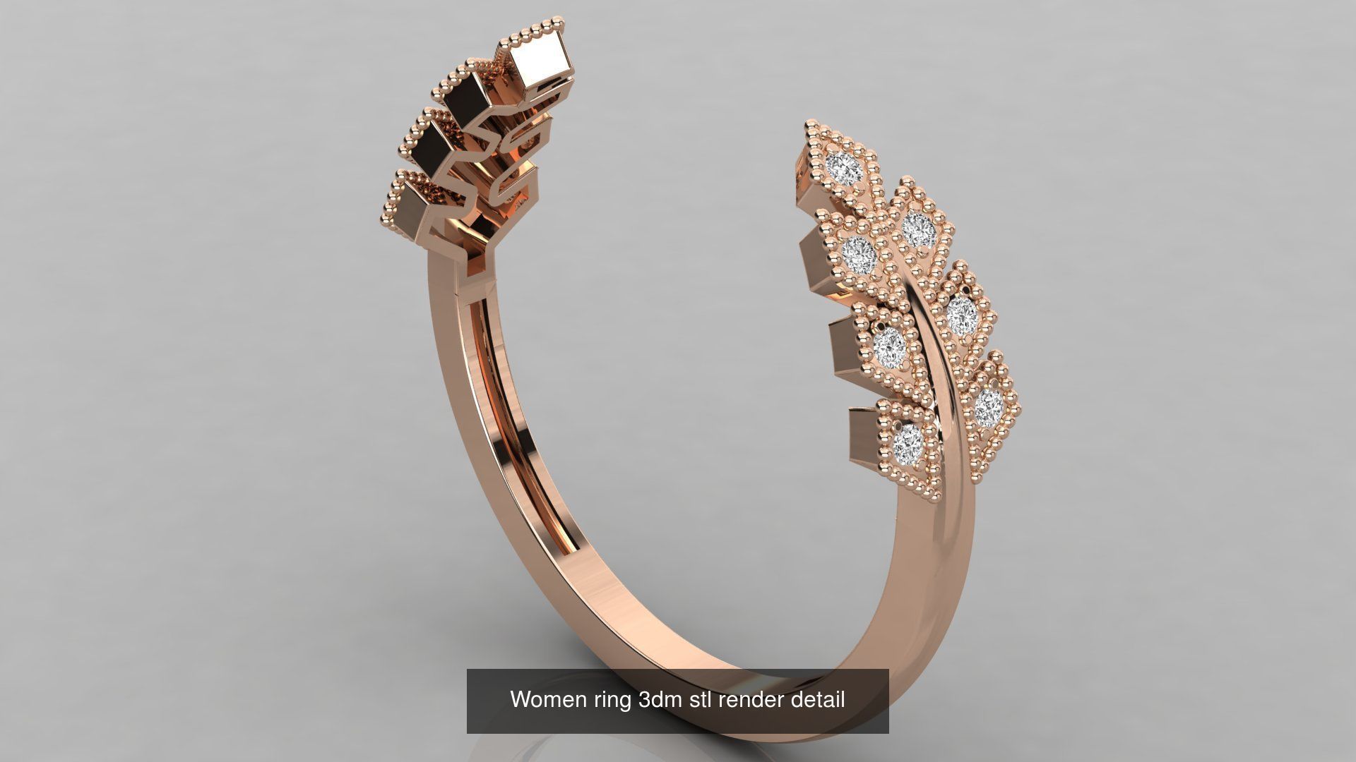 100 Women ring 3dm stl 9 render detail 3D Model Collection_35