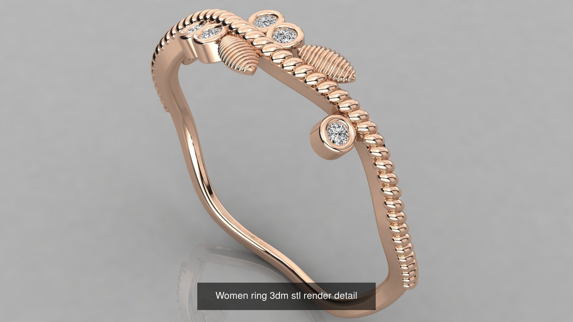 100 Women ring 3dm stl 9 render detail 3D Model Collection_105