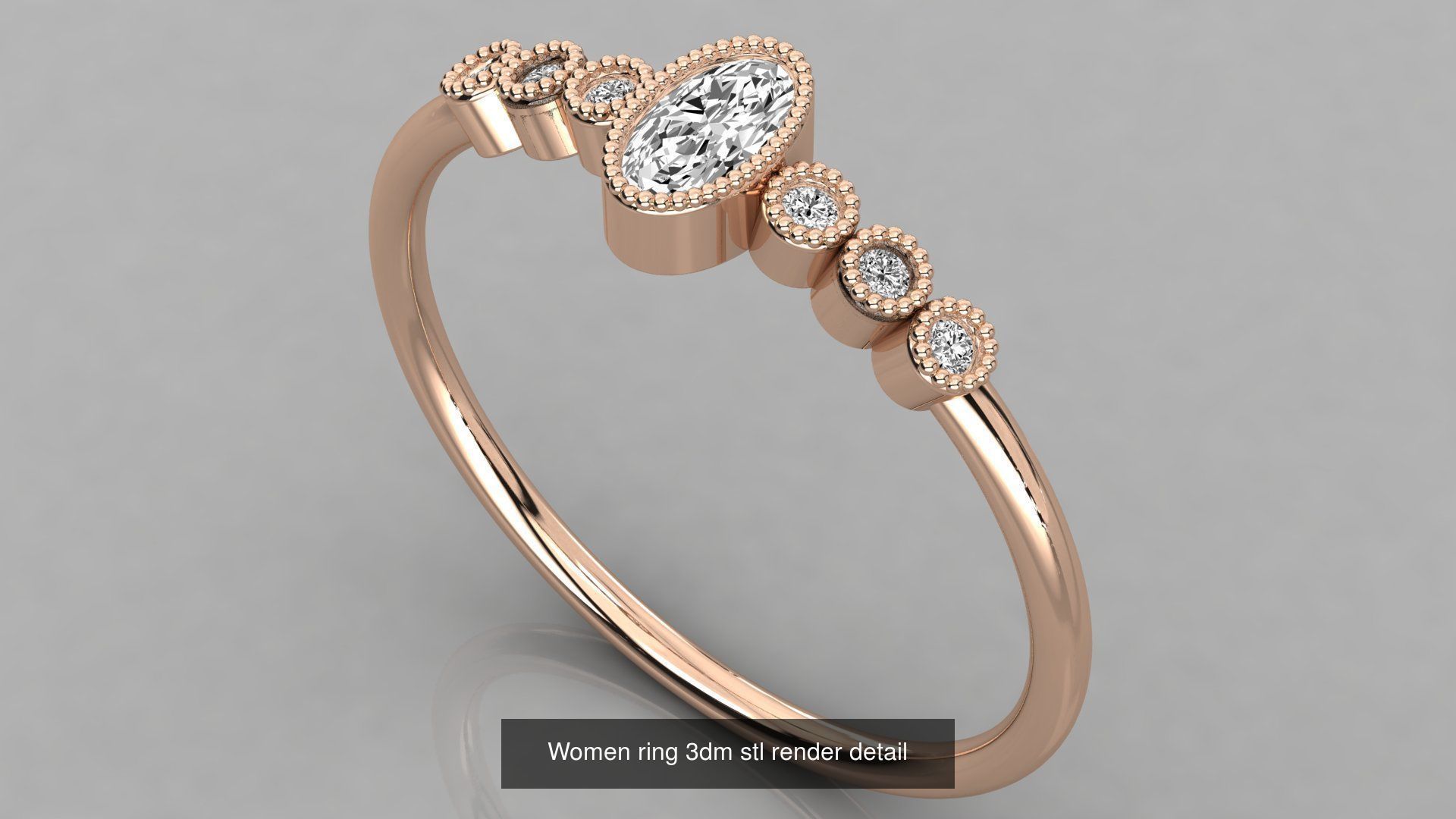 100 Women ring 3dm stl 9 render detail 3D Model Collection_97