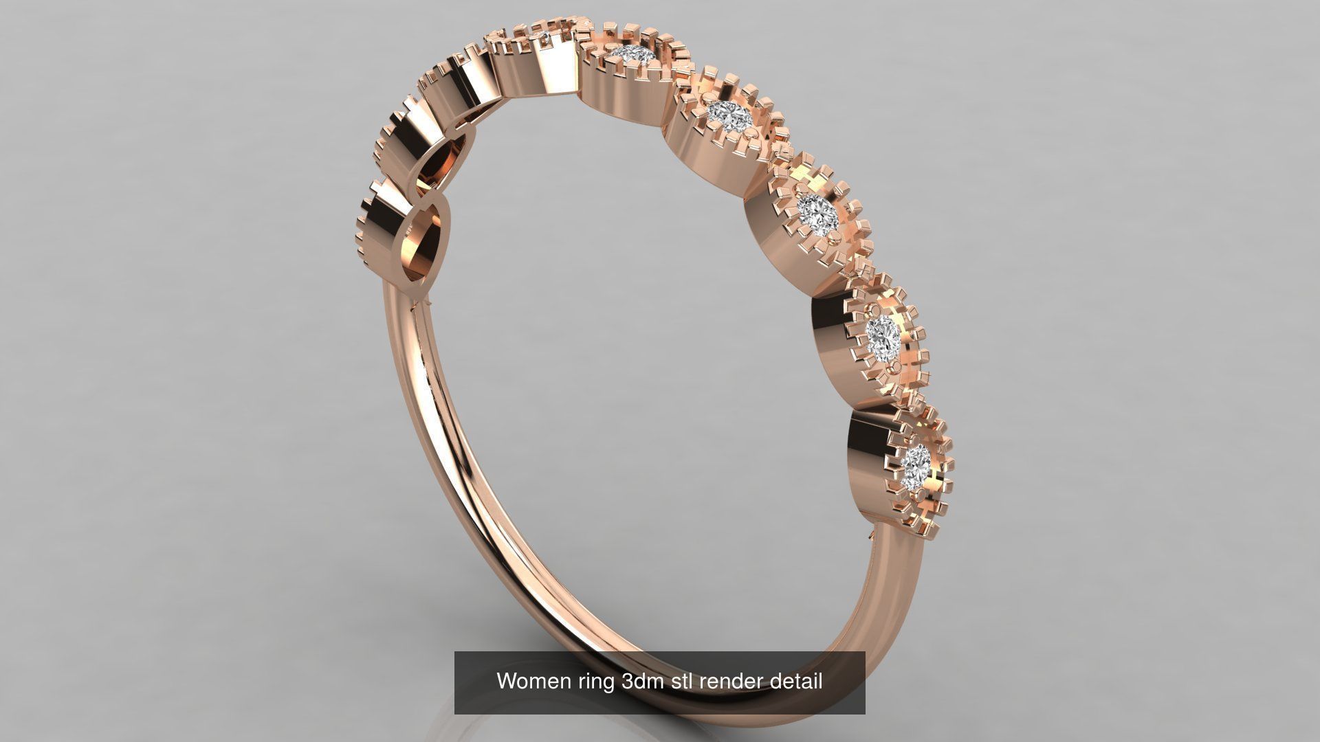 100 Women ring 3dm stl 9 render detail 3D Model Collection_30