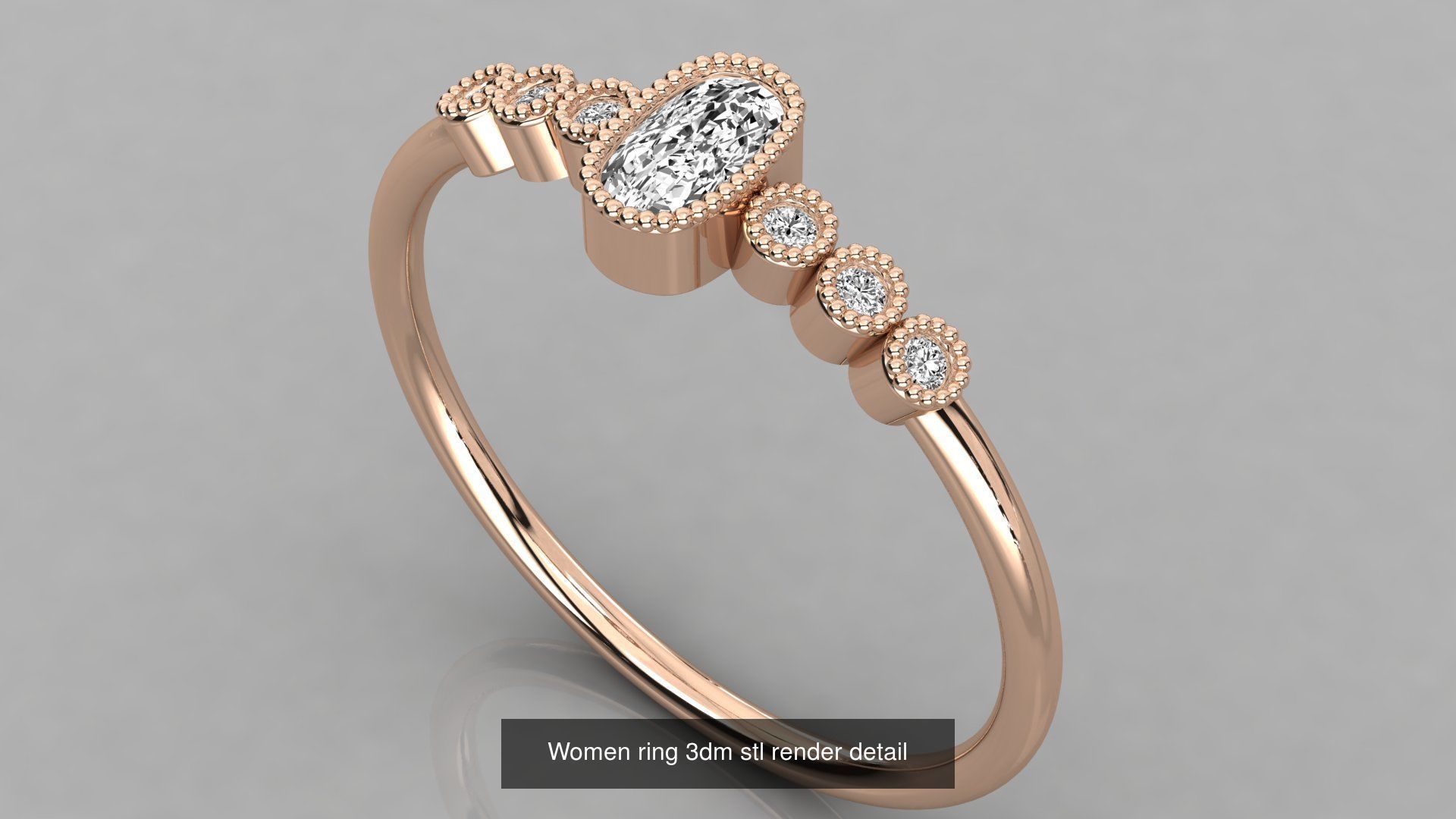 100 Women ring 3dm stl 9 render detail 3D Model Collection_96