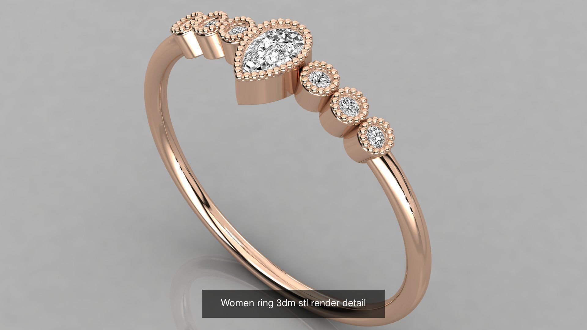 100 Women ring 3dm stl 9 render detail 3D Model Collection_94