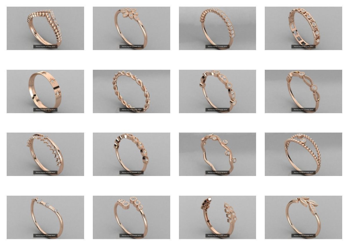 100 Women ring 3dm stl 9 render detail 3D Model Collection_2