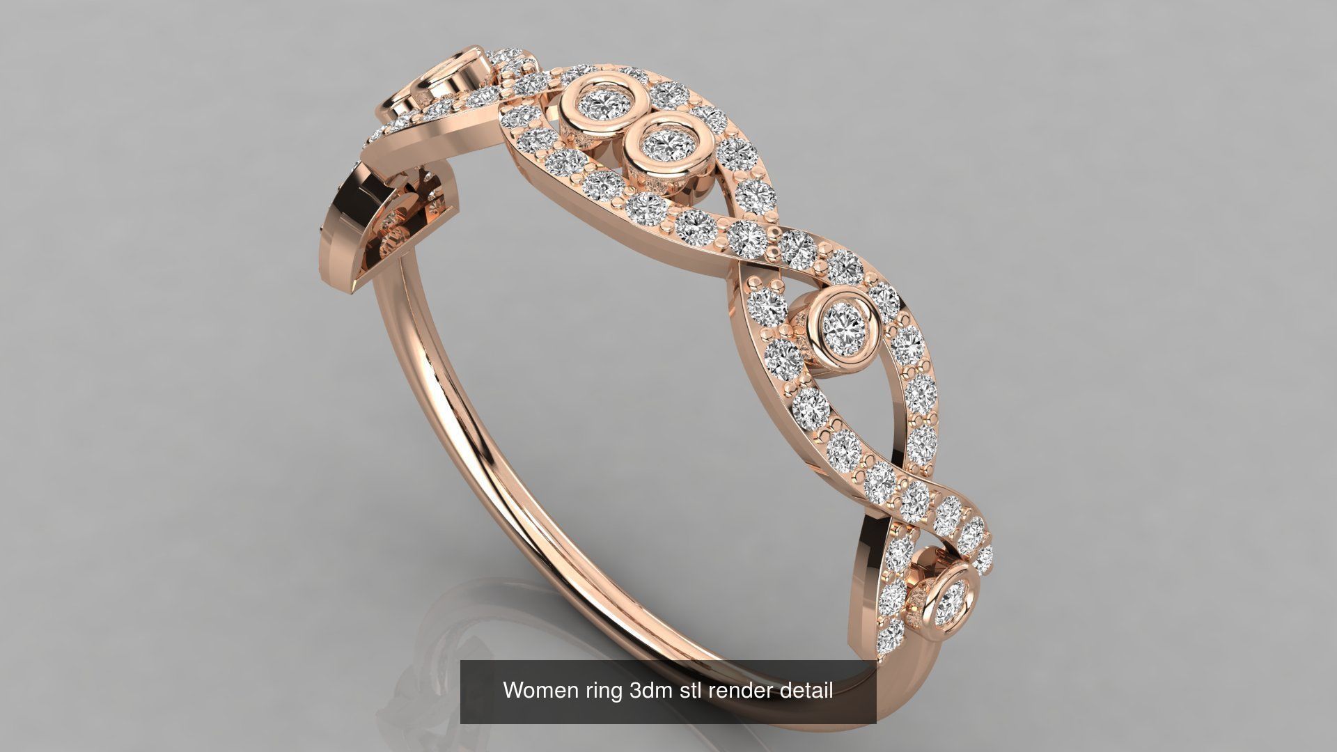 100 Women ring 3dm stl 9 render detail 3D Model Collection_80