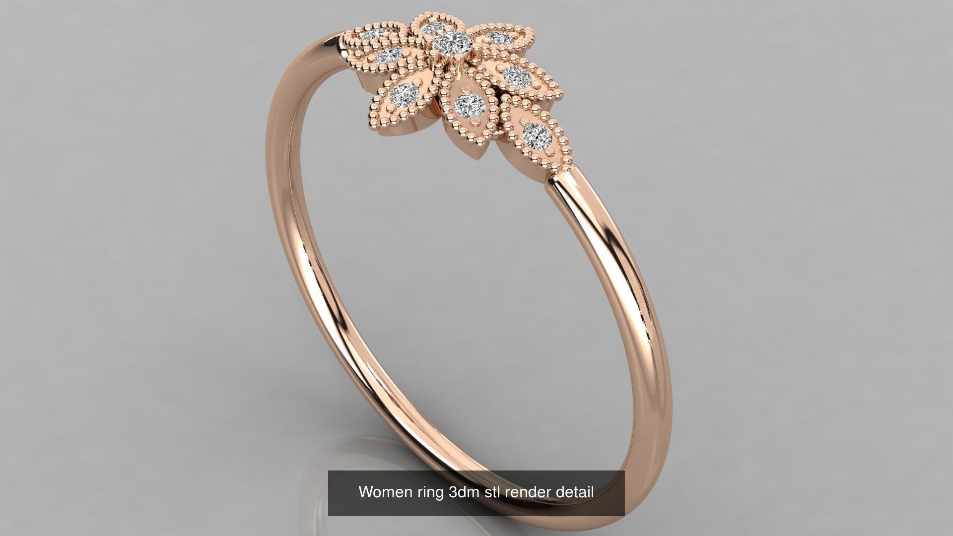 100 Women ring 3dm stl 9 render detail 3D Model Collection_22