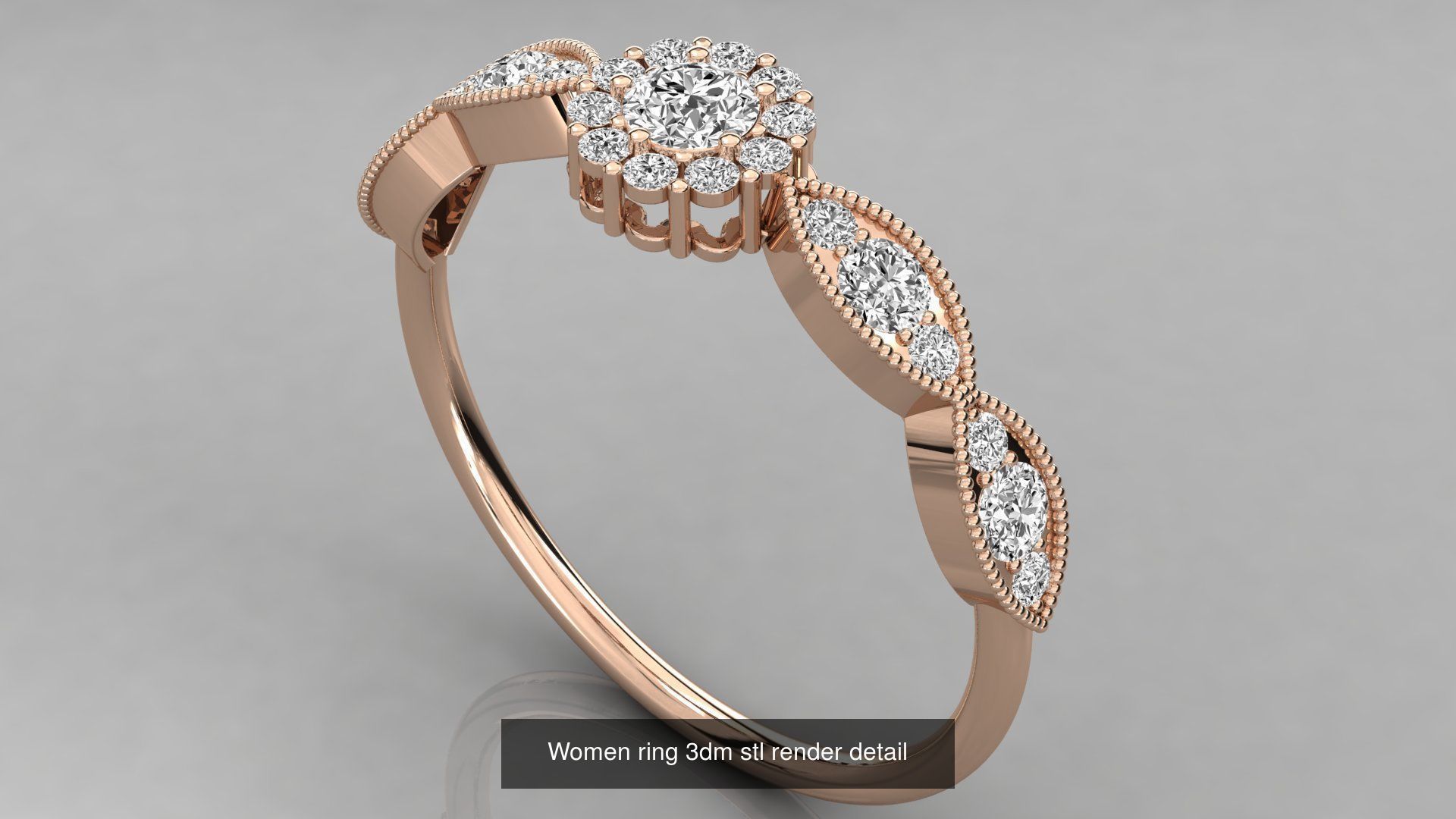 100 Women ring 3dm stl 9 render detail 3D Model Collection_52
