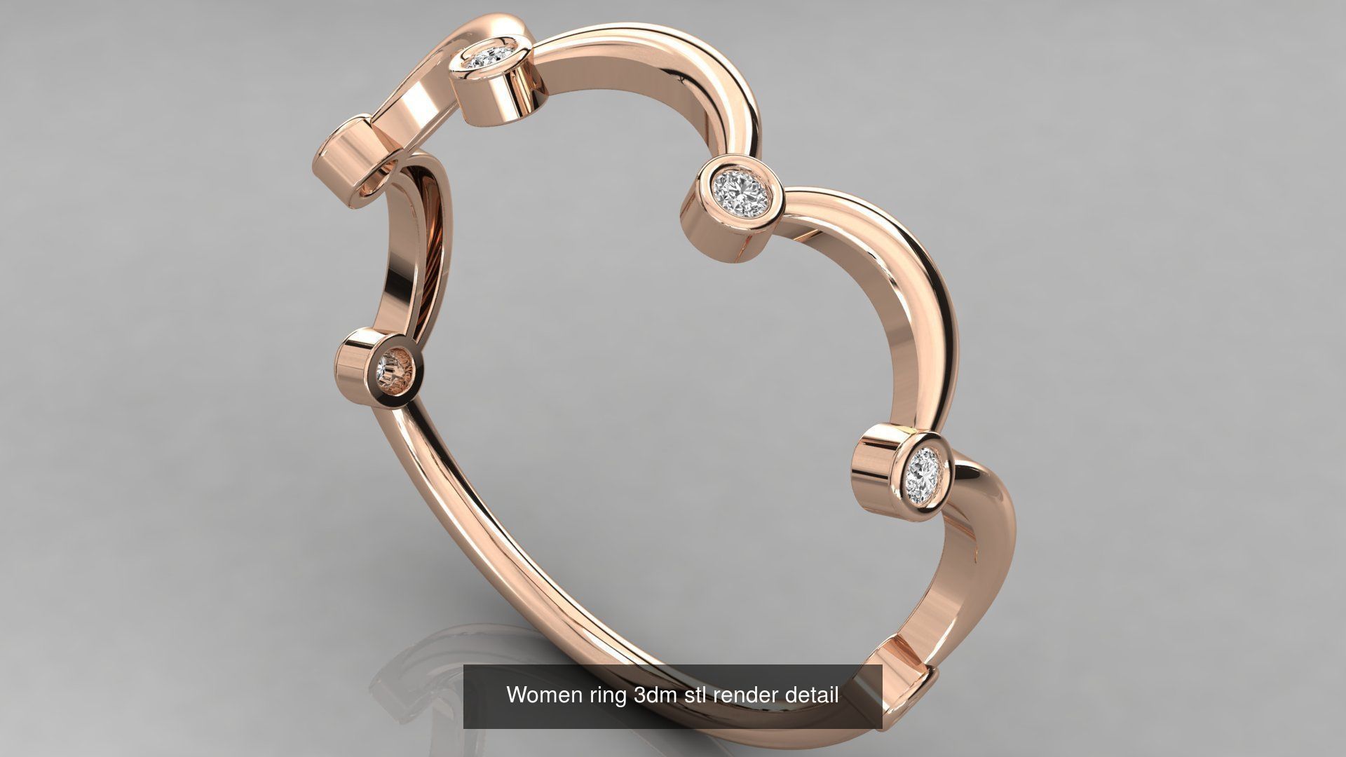 100 Women ring 3dm stl 9 render detail 3D Model Collection_41