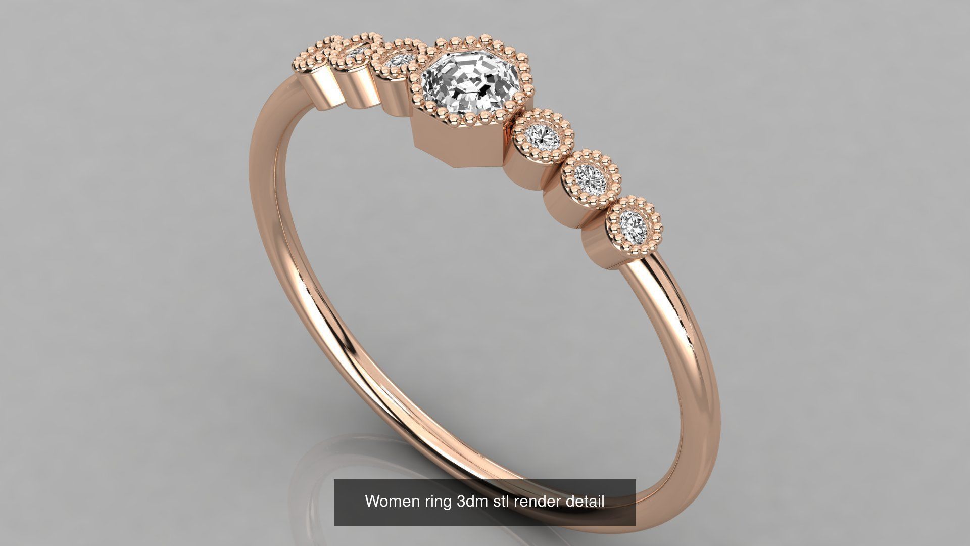 100 Women ring 3dm stl 9 render detail 3D Model Collection_91