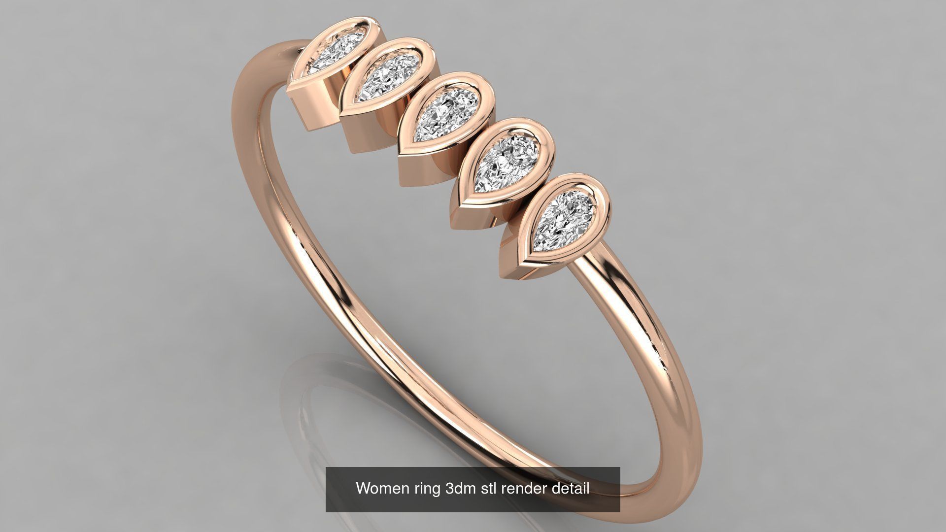 100 Women ring 3dm stl 9 render detail 3D Model Collection_101