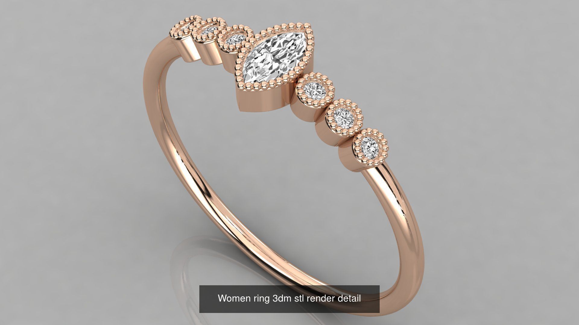 100 Women ring 3dm stl 9 render detail 3D Model Collection_93