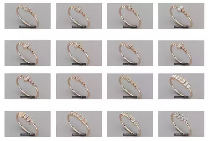 100 Women ring 3dm stl 9 render detail 3D Model Collection