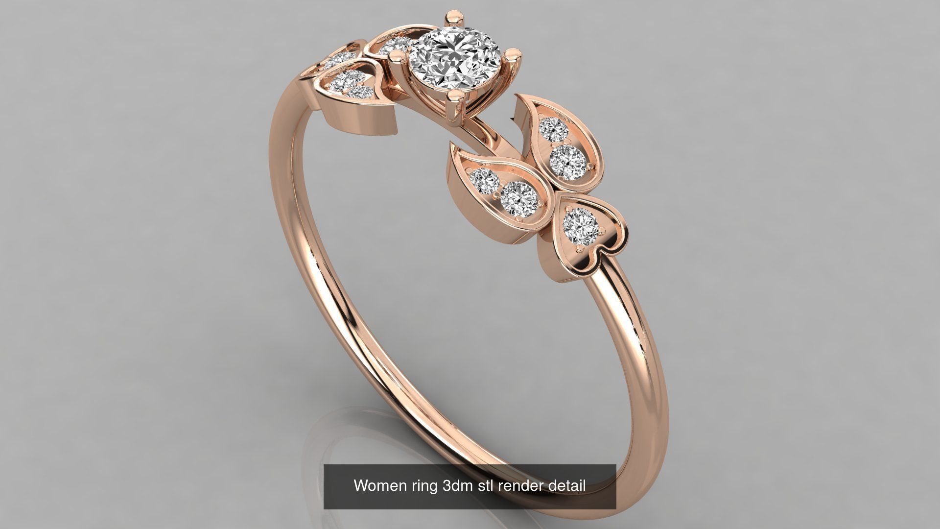 100 Women ring 3dm stl 9 render detail 3D Model Collection_54