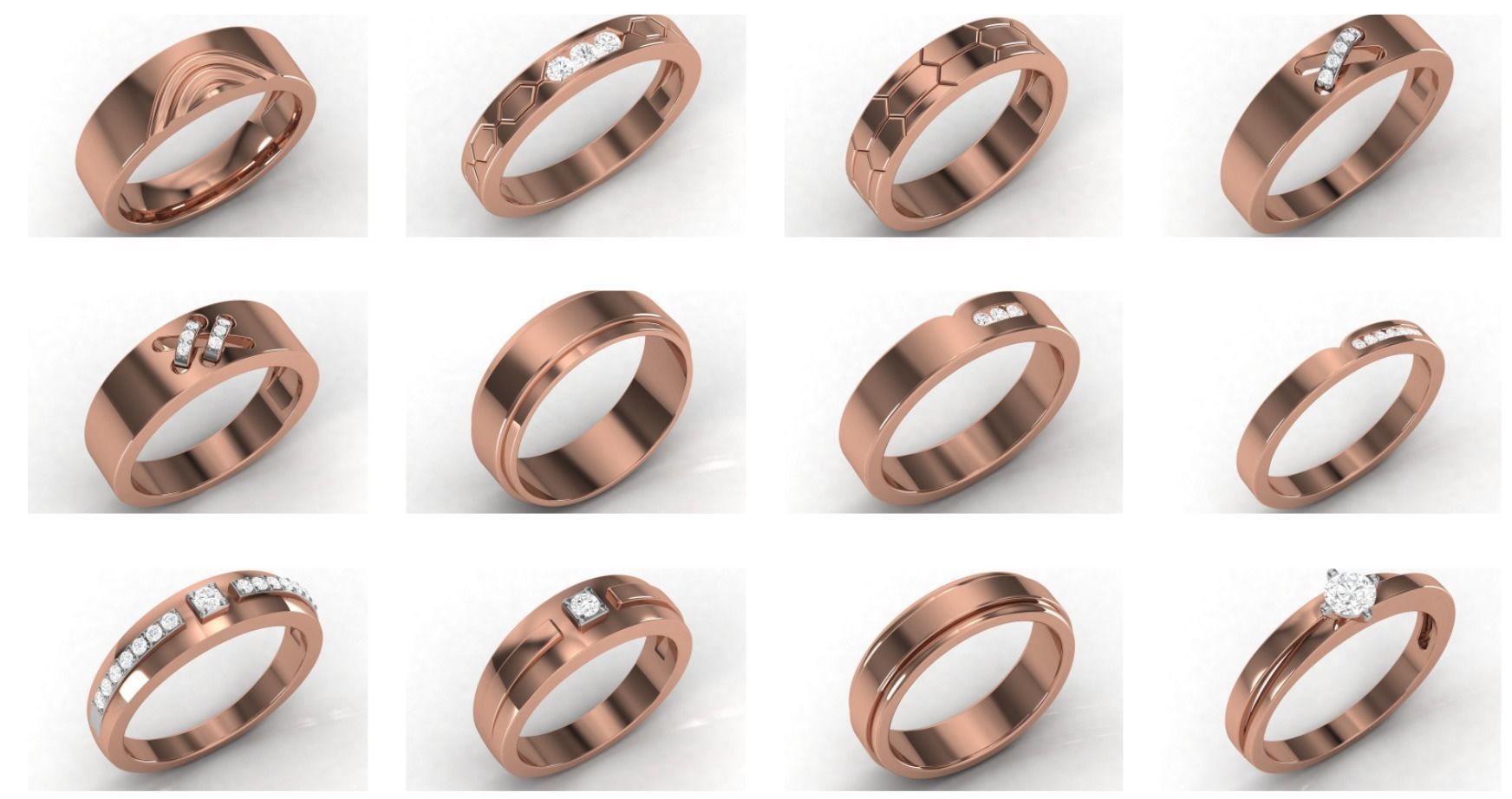 21 Unisex band ring 3dm stl render detail  3D Model Collection_1