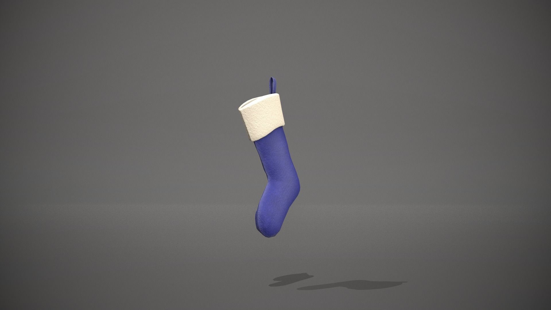 Blue Felt Christmas Stocking Low-poly 3D model_7
