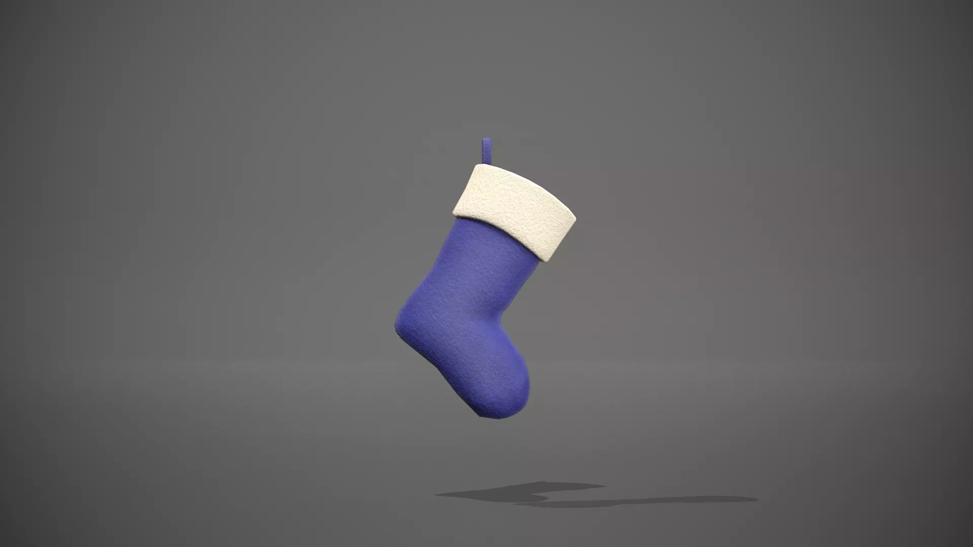 Blue Felt Christmas Stocking Low-poly 3D model_0