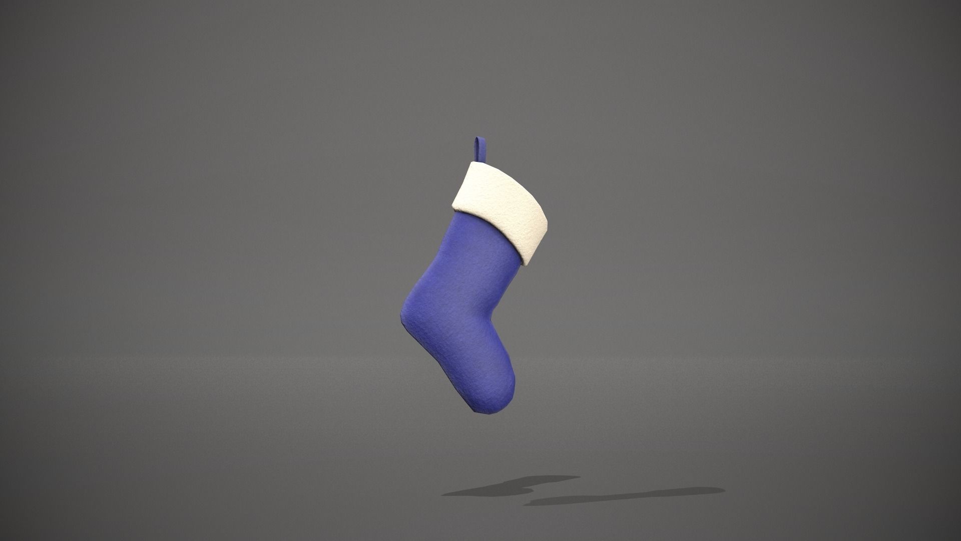 Blue Felt Christmas Stocking Low-poly 3D model_1