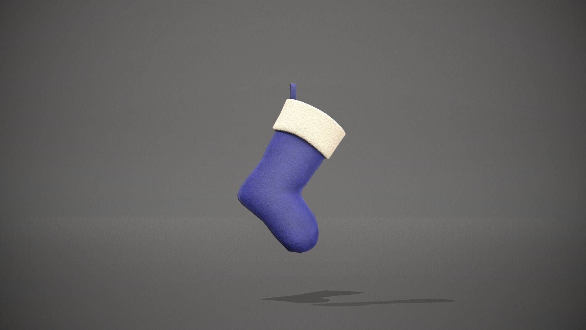 Blue Felt Christmas Stocking Low-poly 3D model_11
