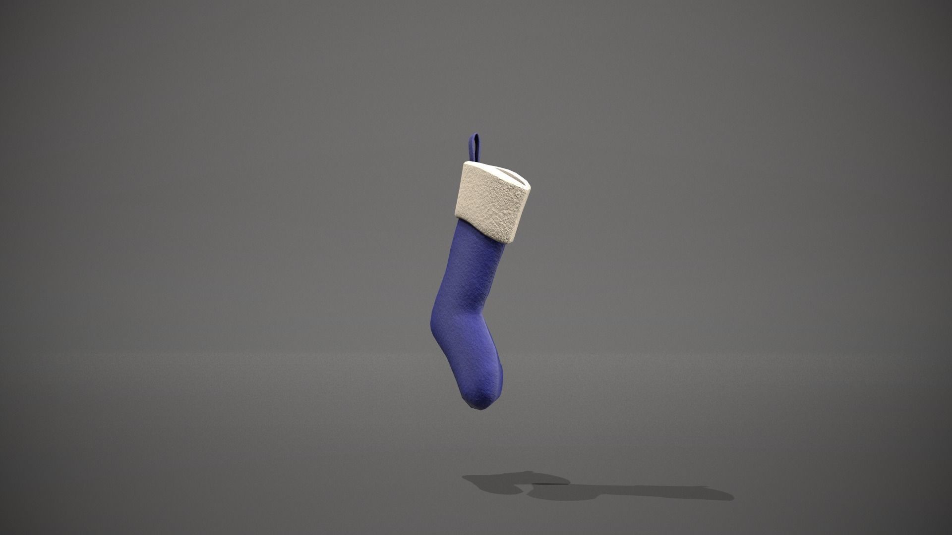 Blue Felt Christmas Stocking Low-poly 3D model_9