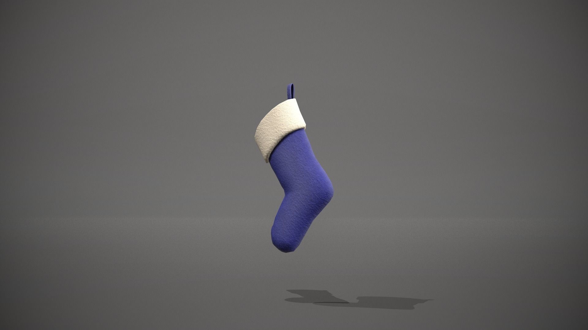 Blue Felt Christmas Stocking Low-poly 3D model_4