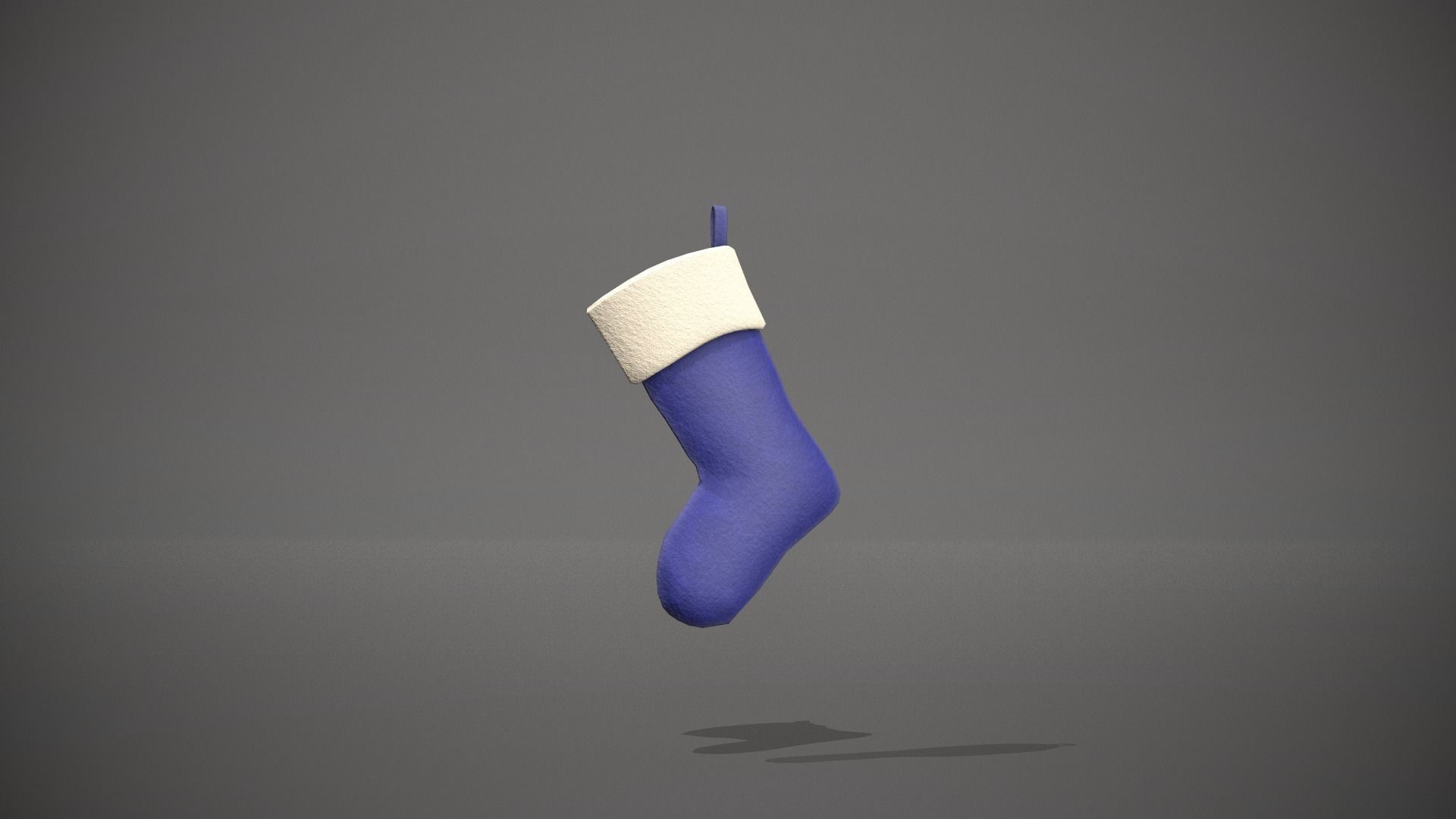 Blue Felt Christmas Stocking Low-poly 3D model_6