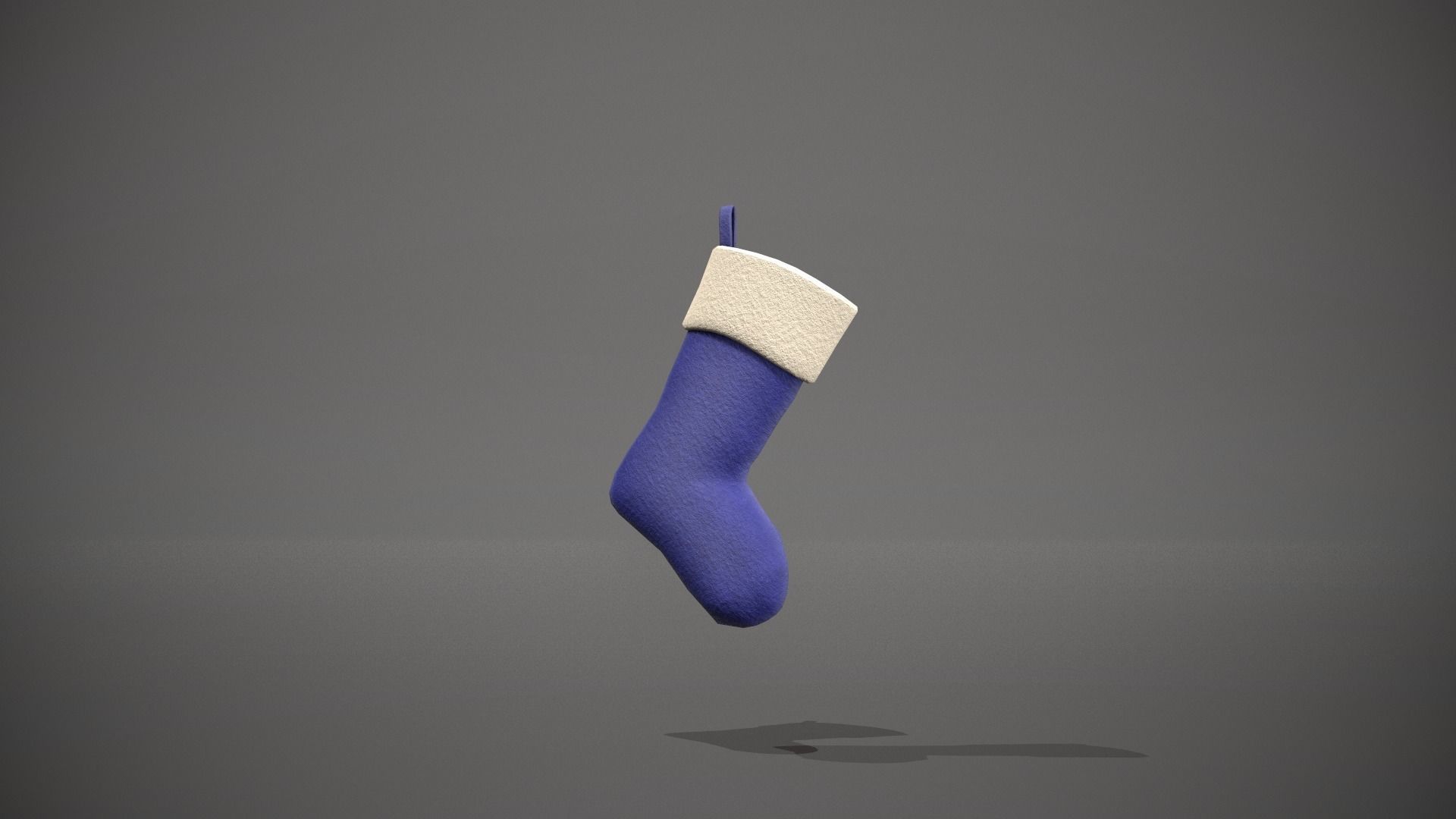 Blue Felt Christmas Stocking Low-poly 3D model_10