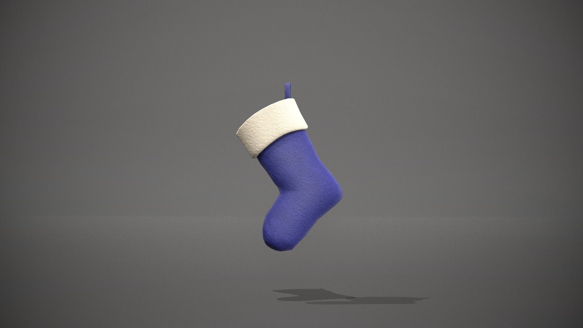 Blue Felt Christmas Stocking Low-poly 3D model_5