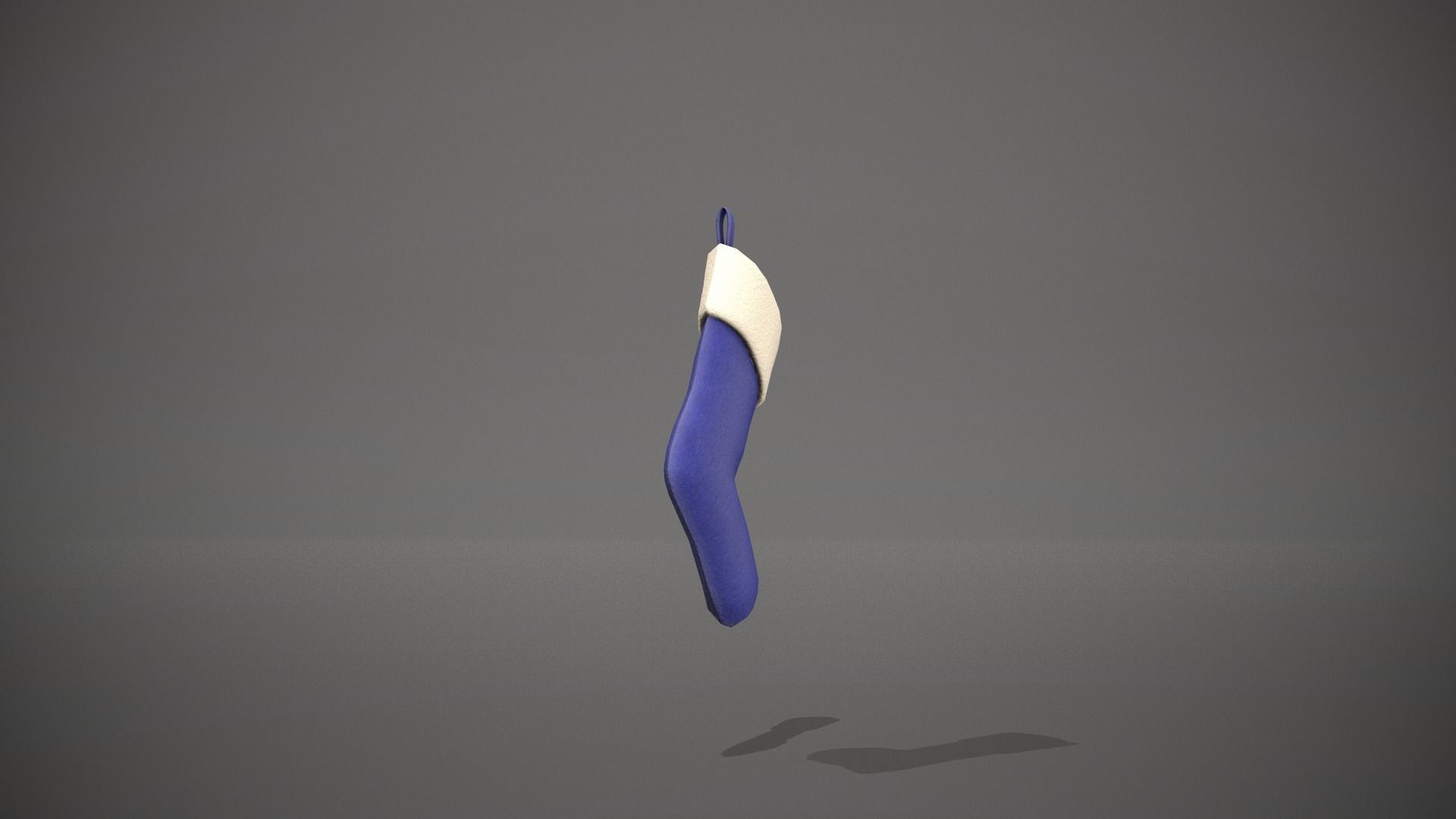 Blue Felt Christmas Stocking Low-poly 3D model_2