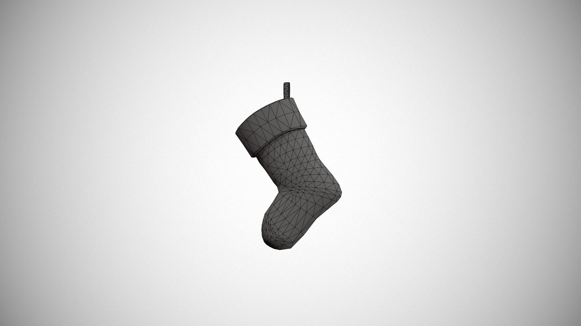 Blue Felt Christmas Stocking Low-poly 3D model_17