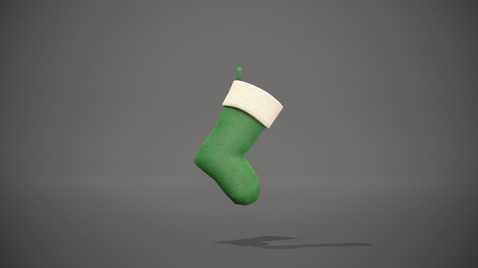 Green Felt Christmas Stocking Low-poly 3D model_11