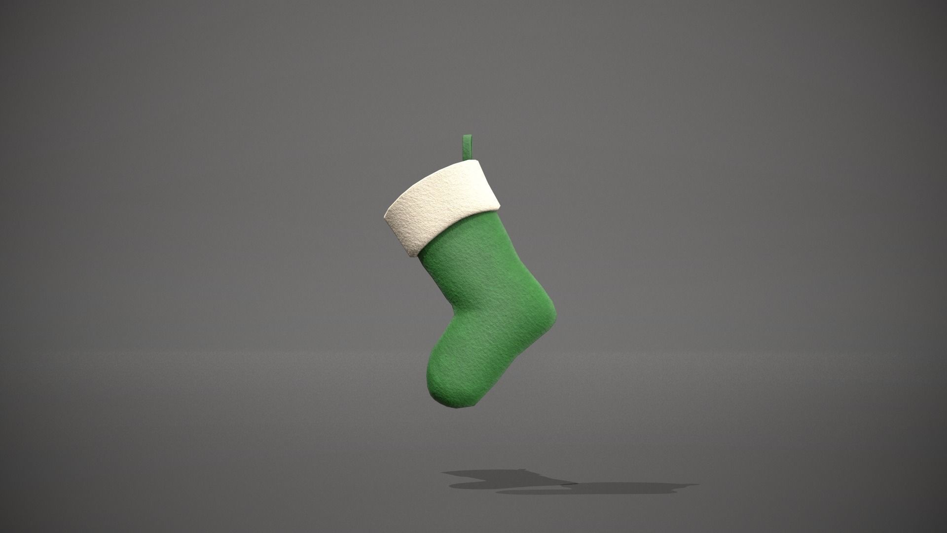 Green Felt Christmas Stocking Low-poly 3D model_5