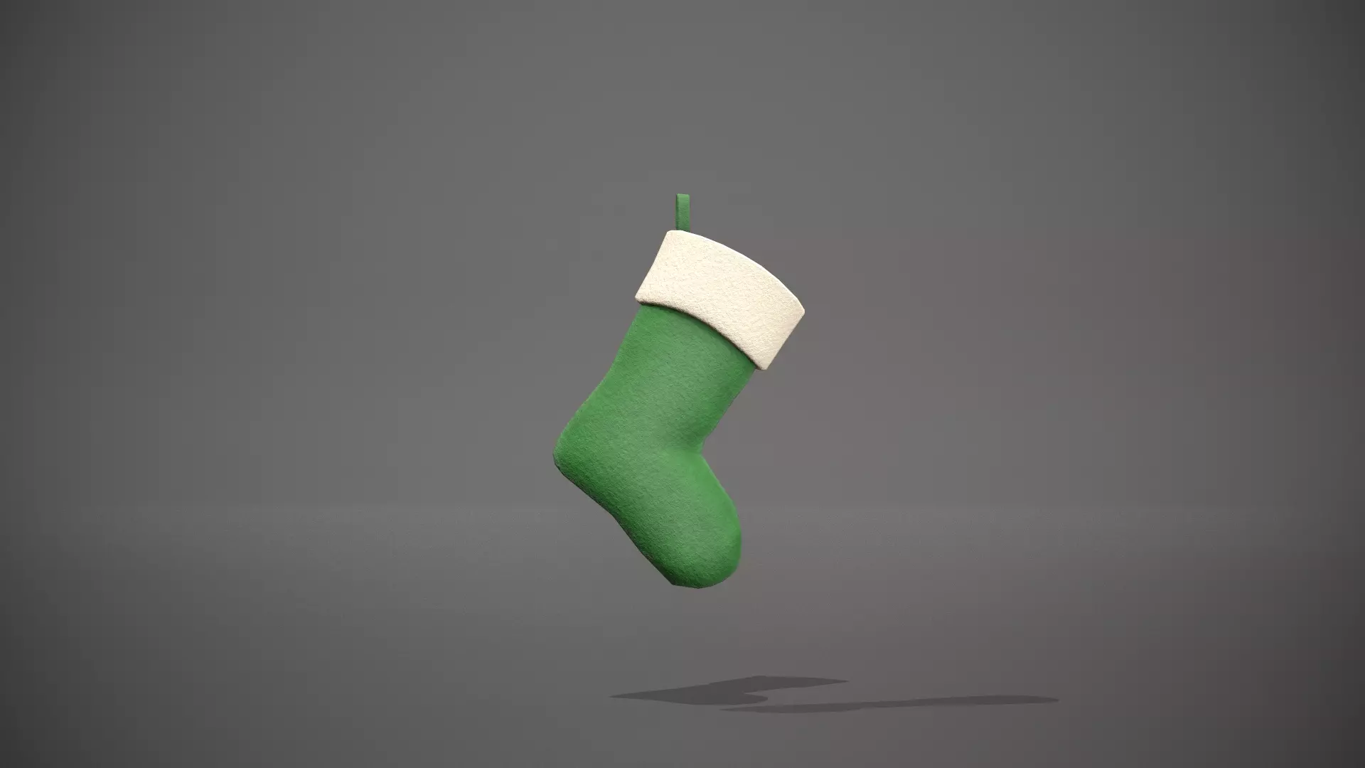 Green Felt Christmas Stocking Low-poly 3D model_0