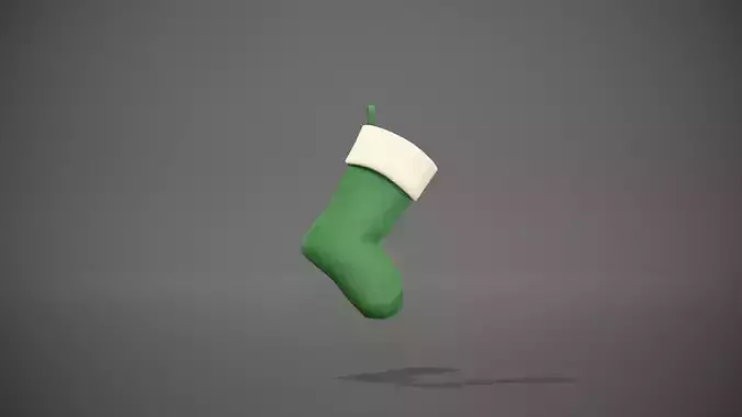 Green Felt Christmas Stocking Low-poly 3D model