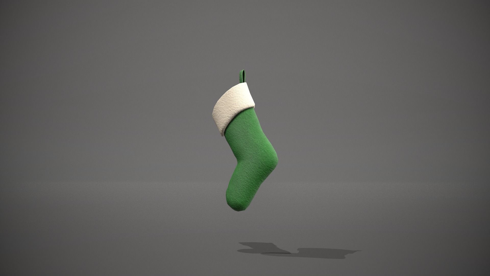 Green Felt Christmas Stocking Low-poly 3D model_4