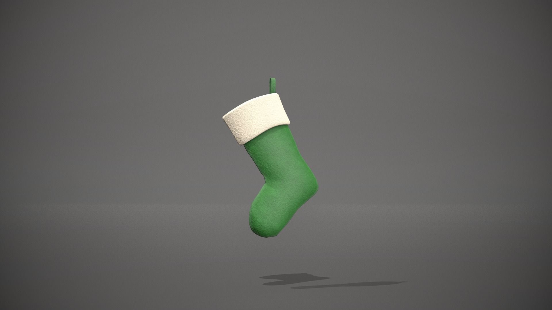 Green Felt Christmas Stocking Low-poly 3D model_6