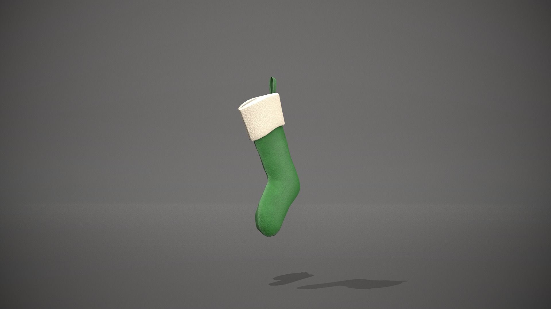 Green Felt Christmas Stocking Low-poly 3D model_7