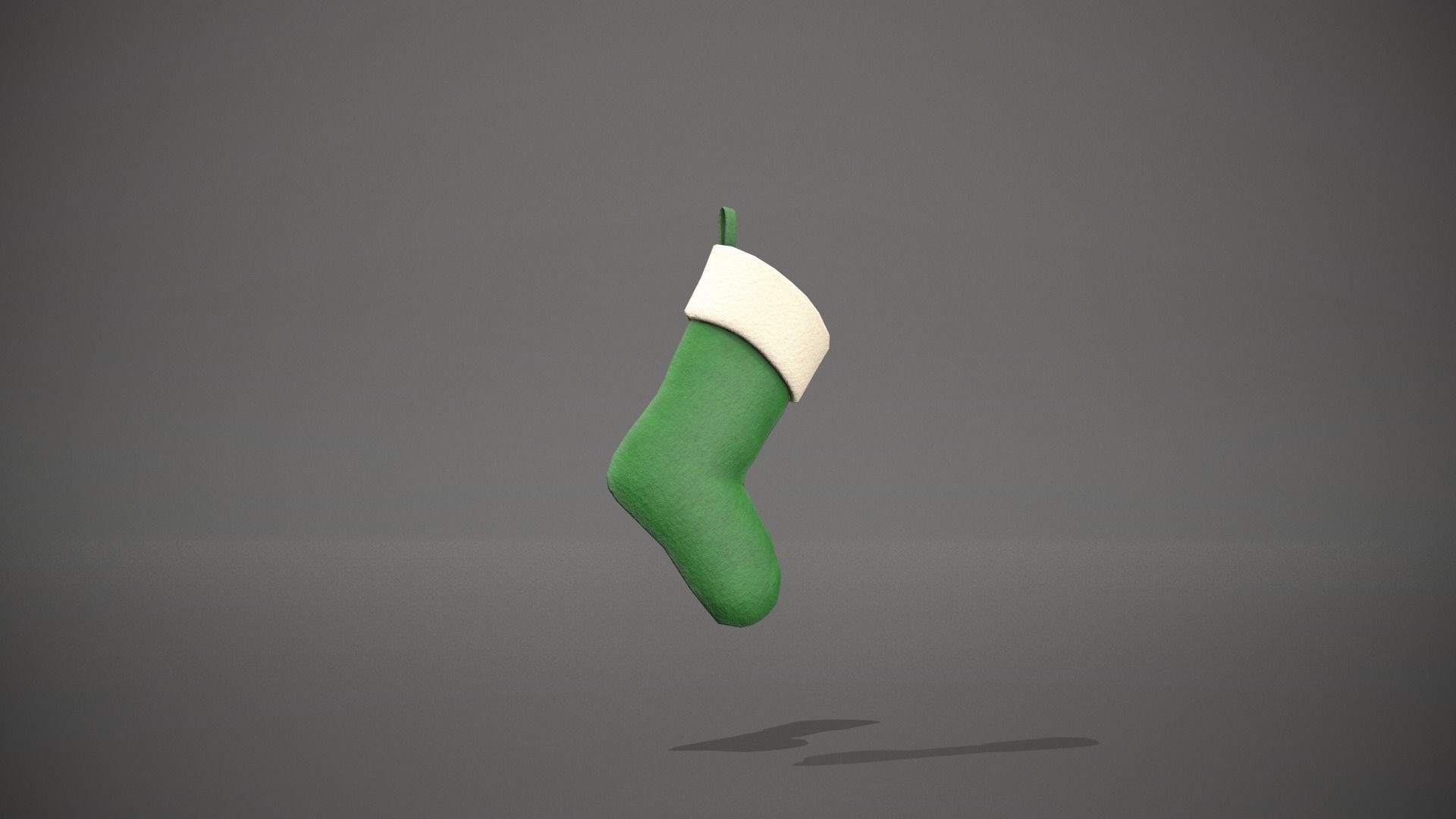 Green Felt Christmas Stocking Low-poly 3D model_10