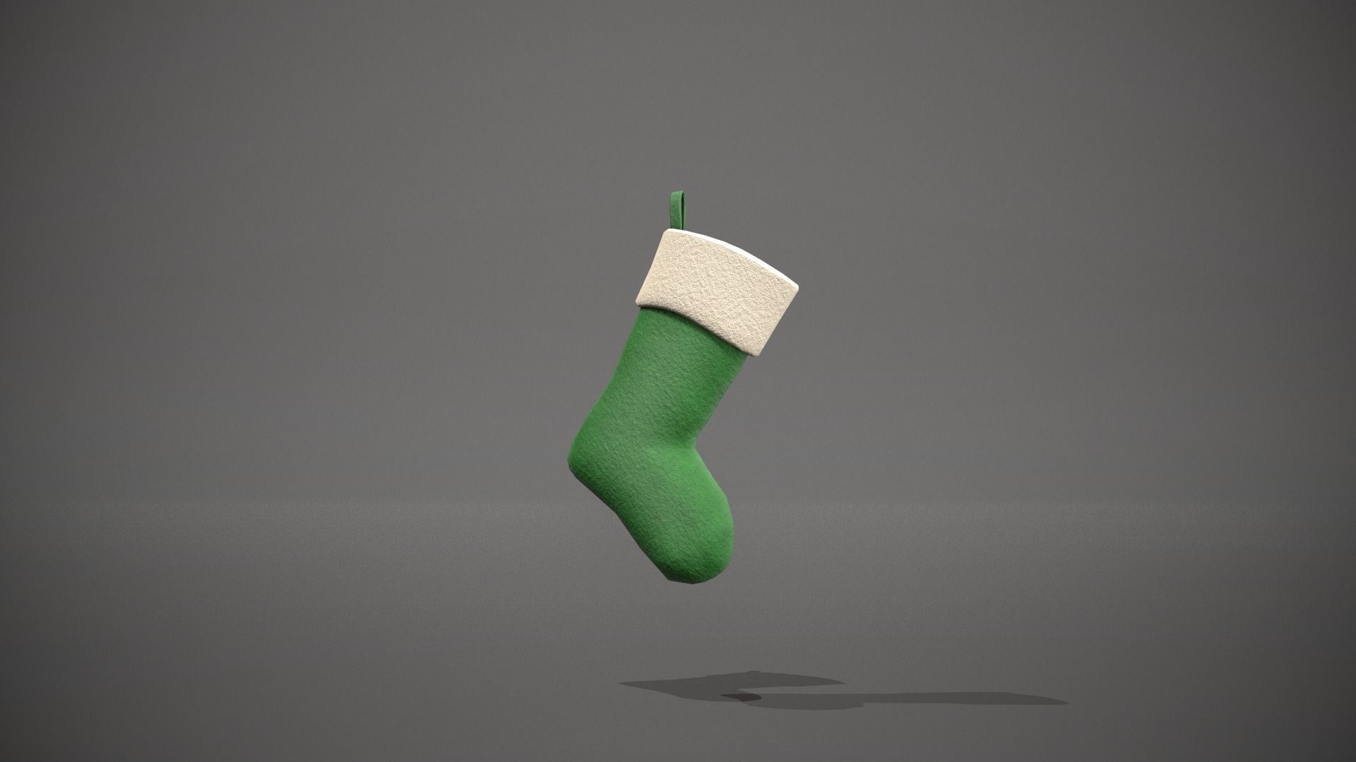 Green Felt Christmas Stocking Low-poly 3D model_1