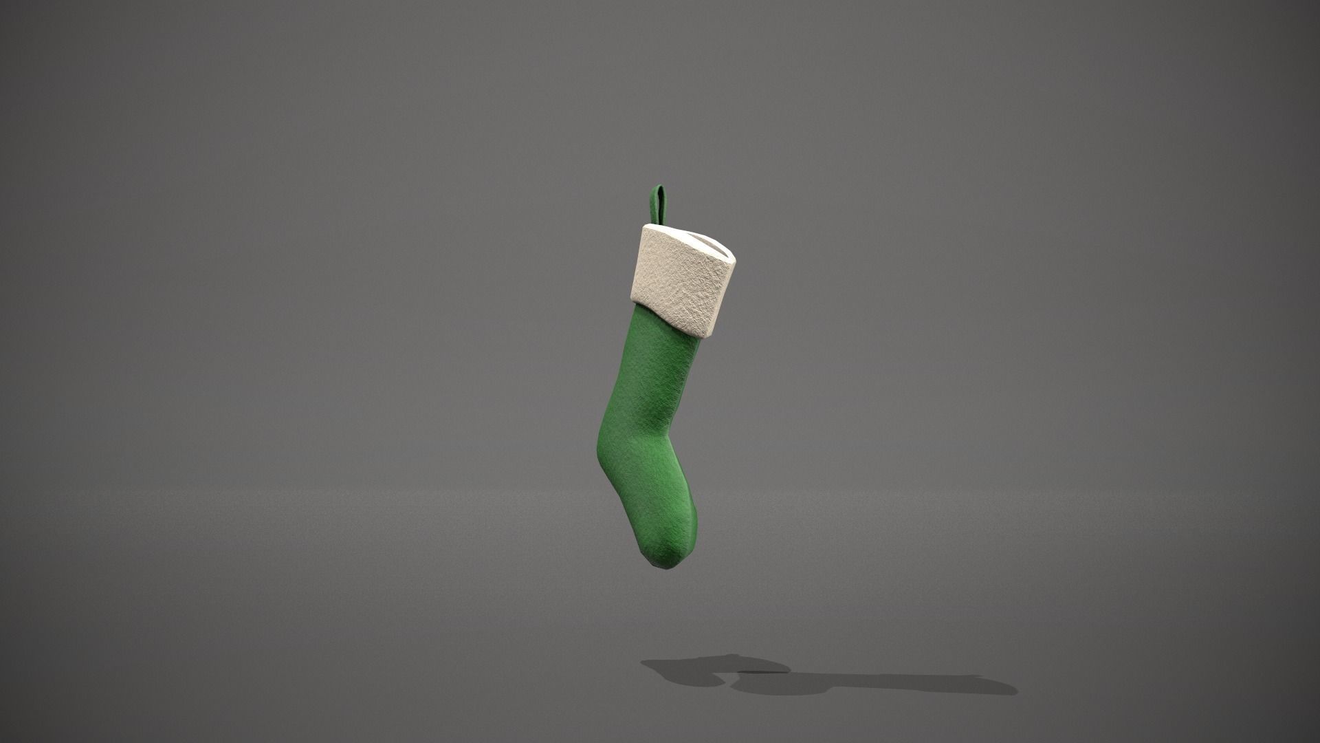Green Felt Christmas Stocking Low-poly 3D model_9