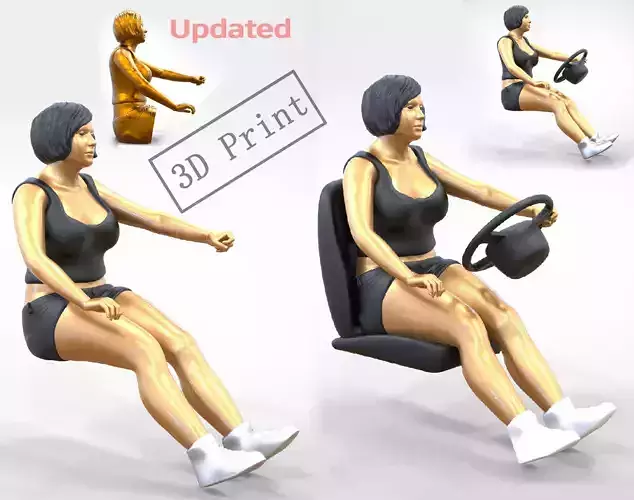N1 Woman Driver 1 64 Miniature With steering and chair 3D print model