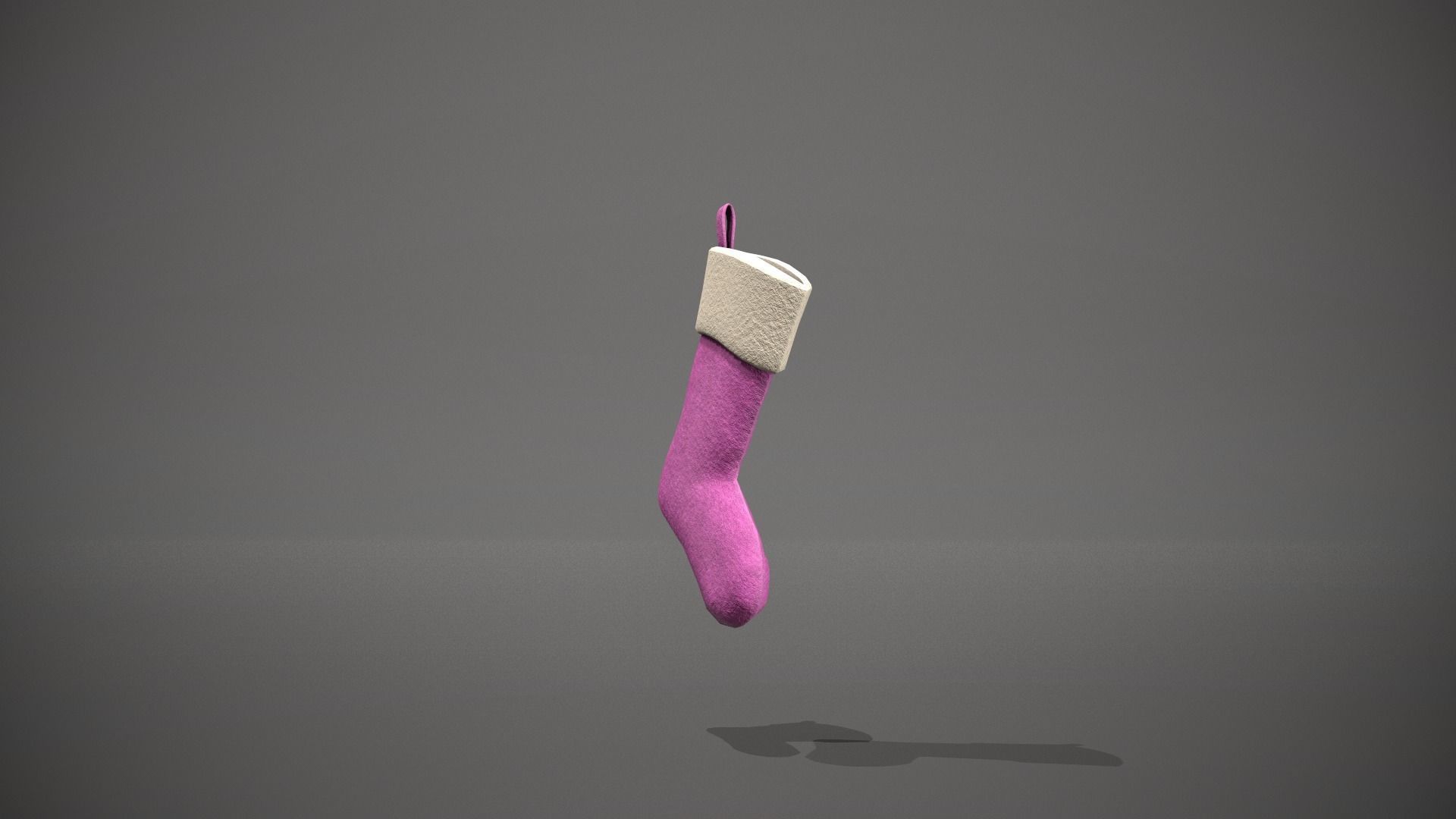 Pink Felt Christmas Stocking Low-poly 3D model_9