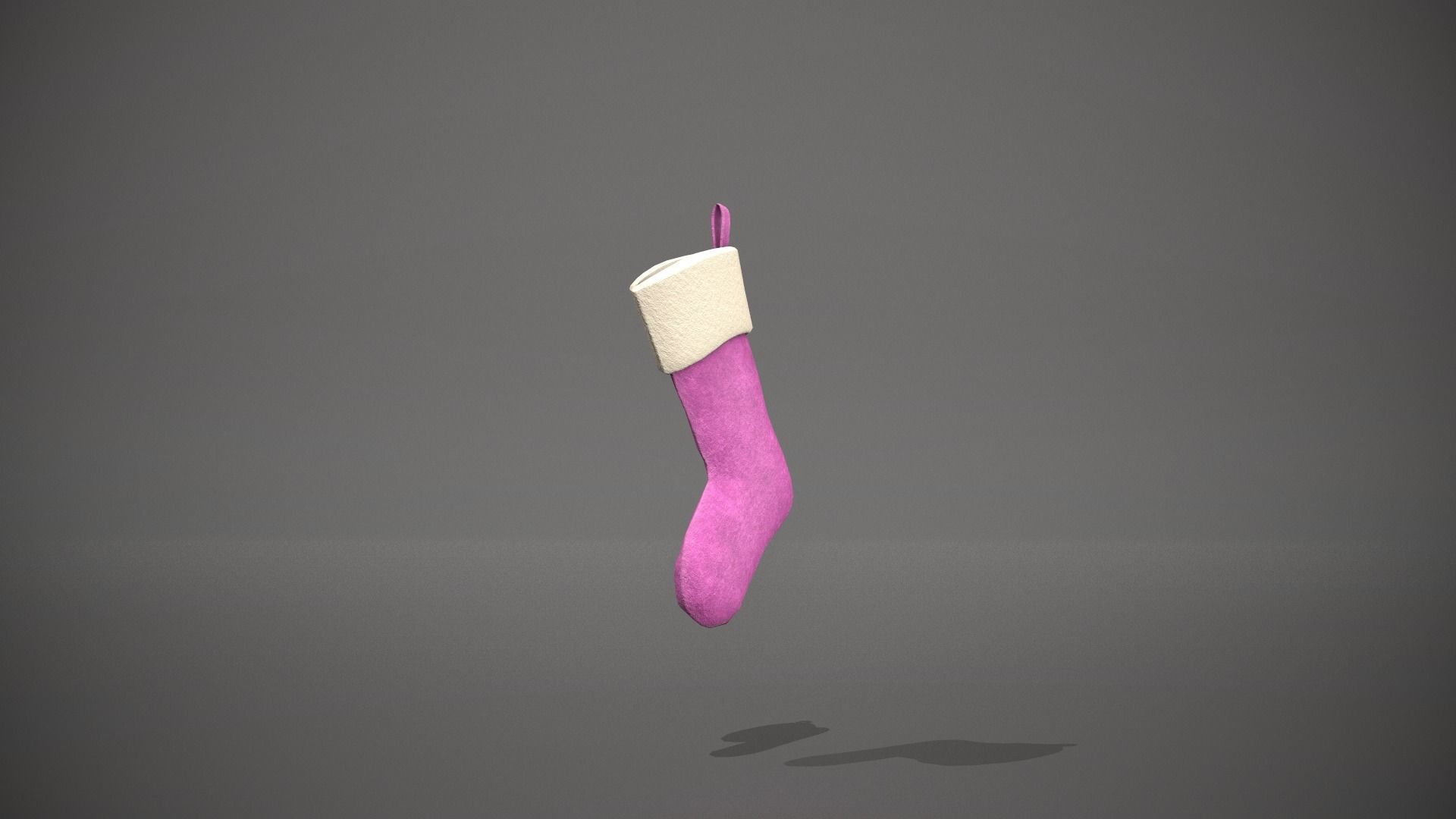 Pink Felt Christmas Stocking Low-poly 3D model_7