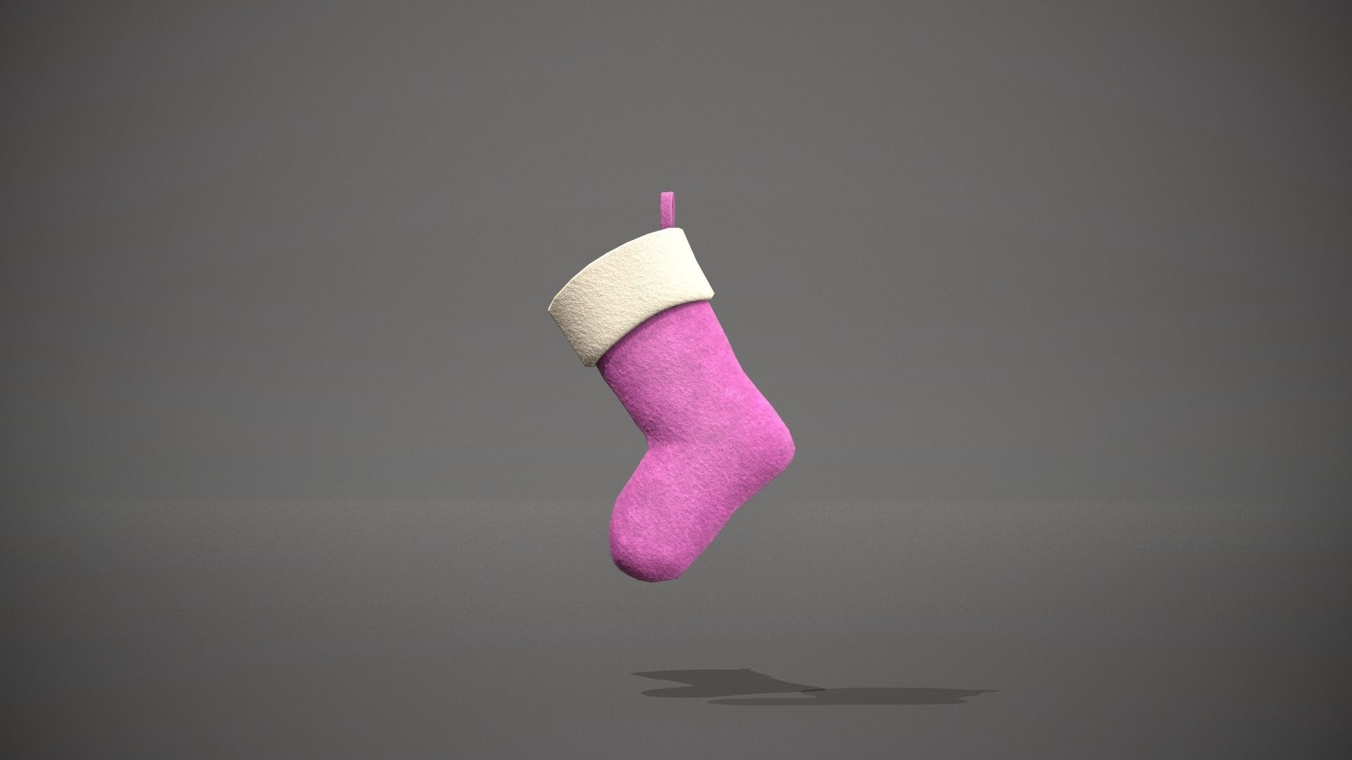 Pink Felt Christmas Stocking Low-poly 3D model_5