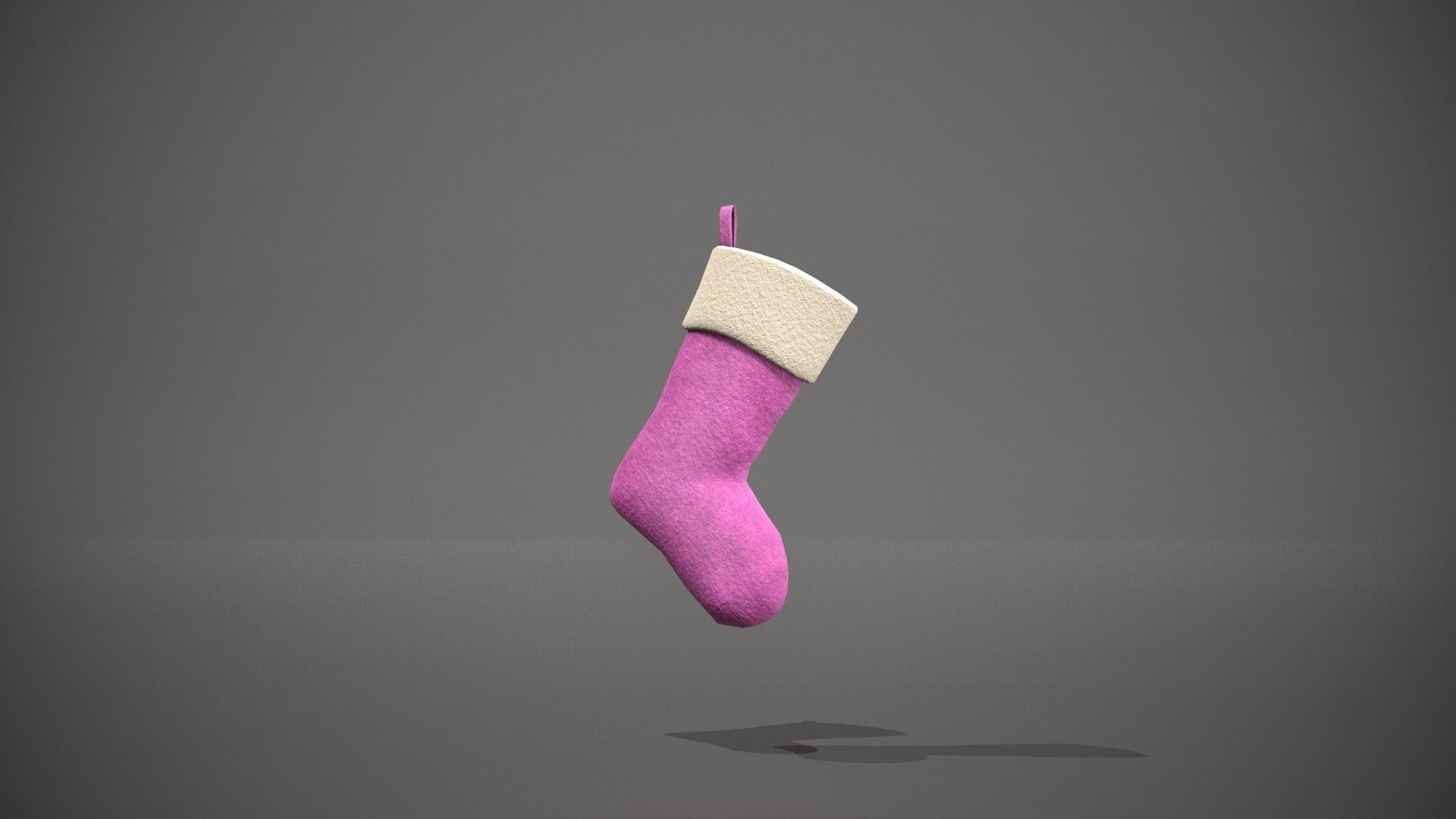 Pink Felt Christmas Stocking Low-poly 3D model_10