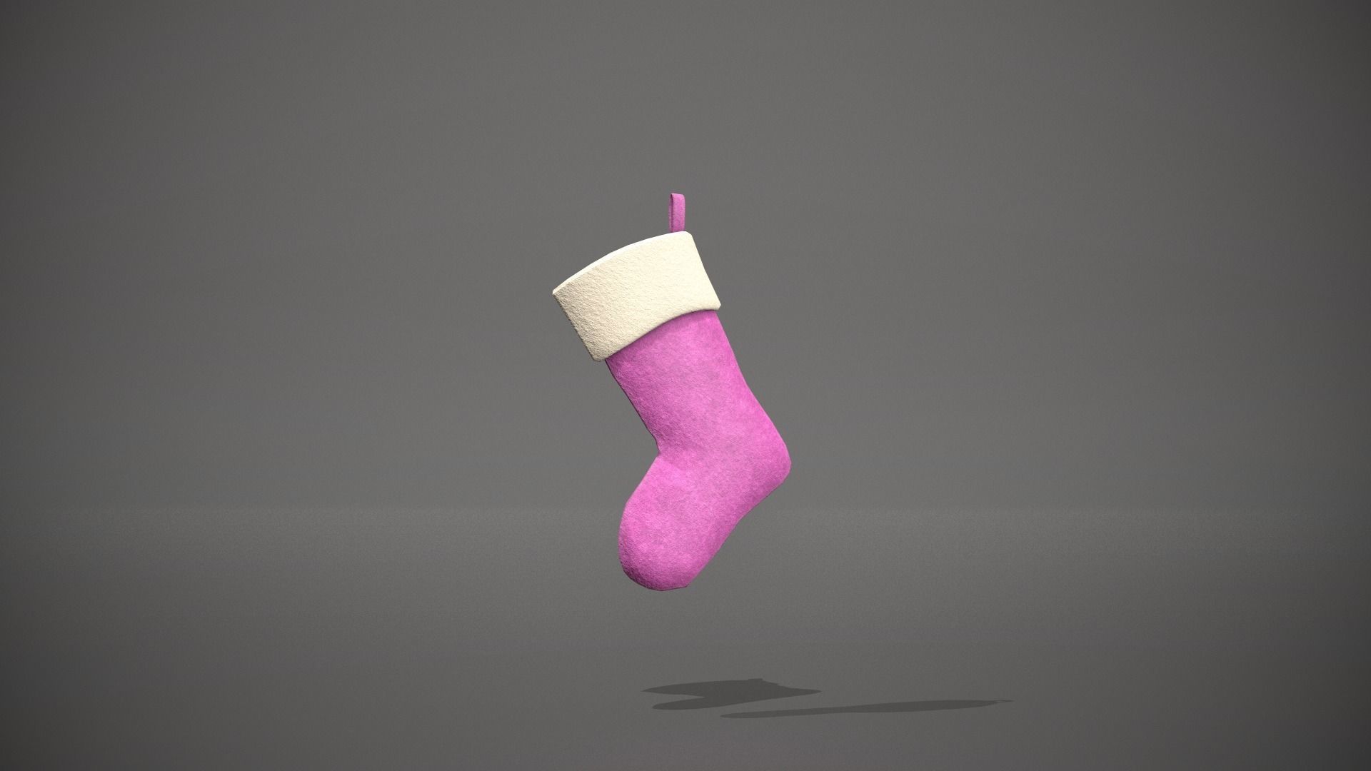 Pink Felt Christmas Stocking Low-poly 3D model_6