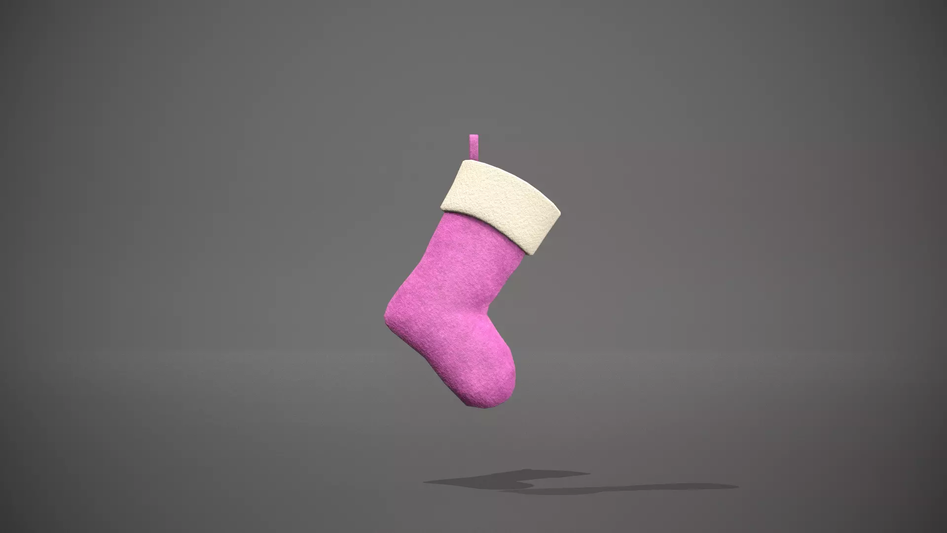 Pink Felt Christmas Stocking Low-poly 3D model_0