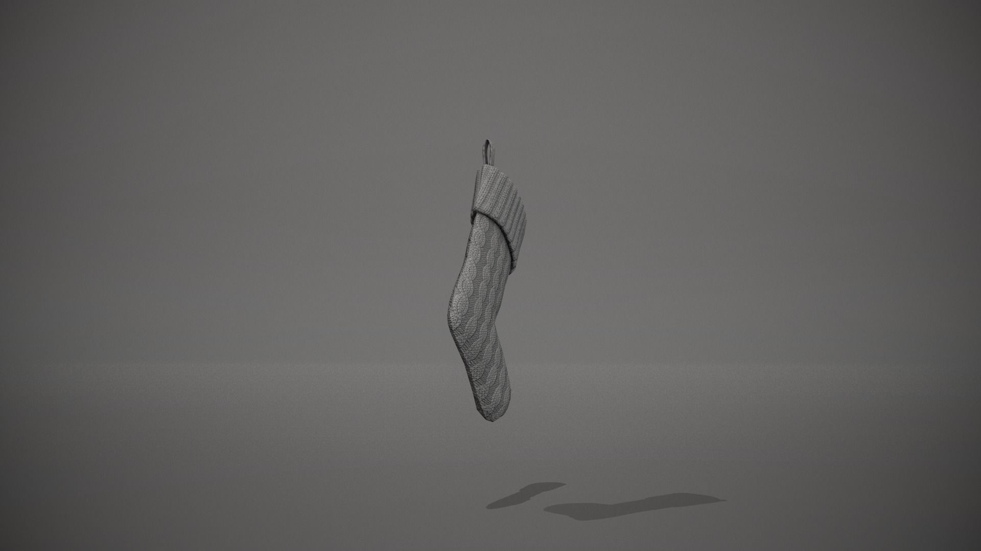 Grey Cable Knit Christmas Stocking Low-poly 3D model_2