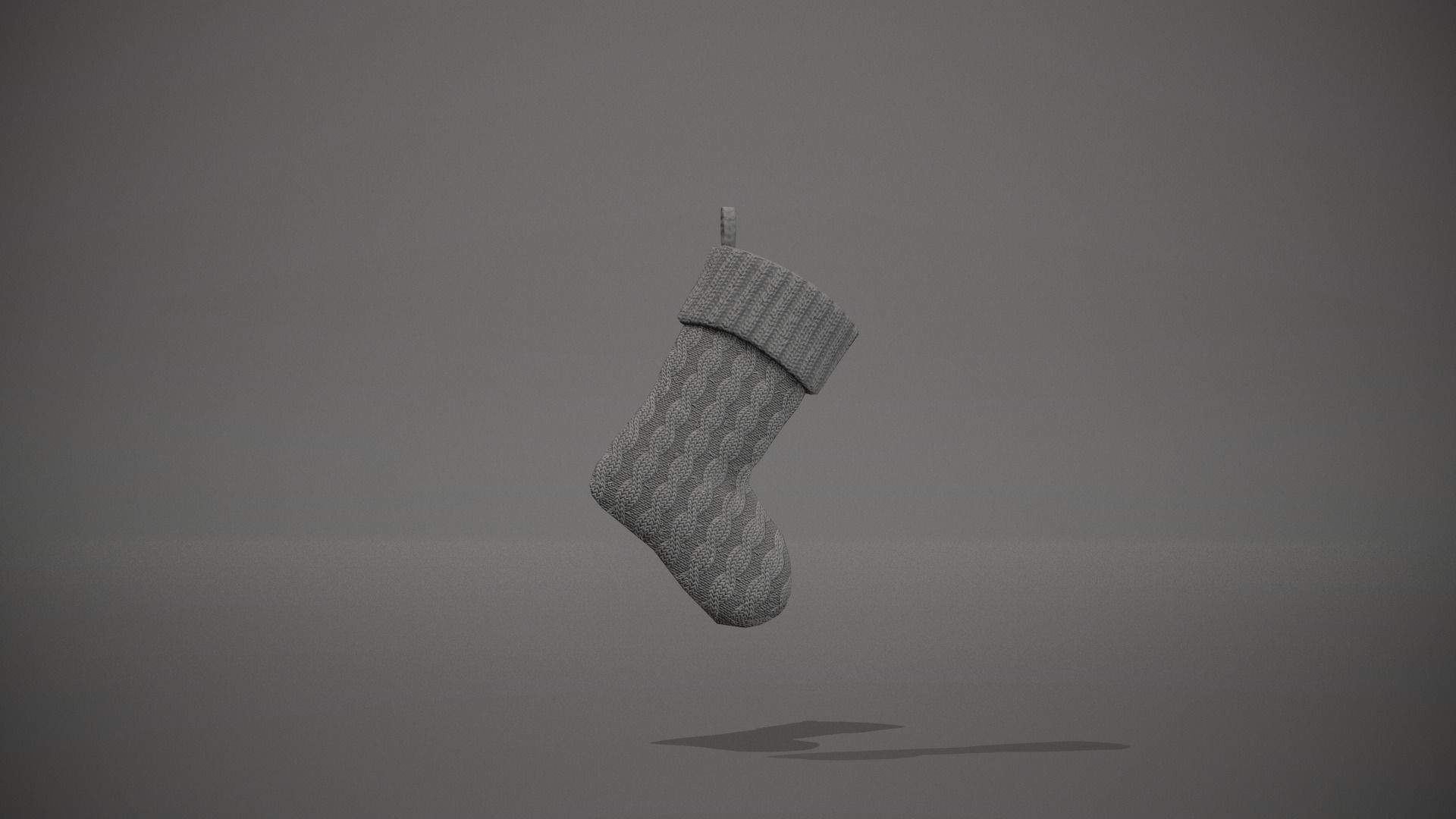 Grey Cable Knit Christmas Stocking Low-poly 3D model_11