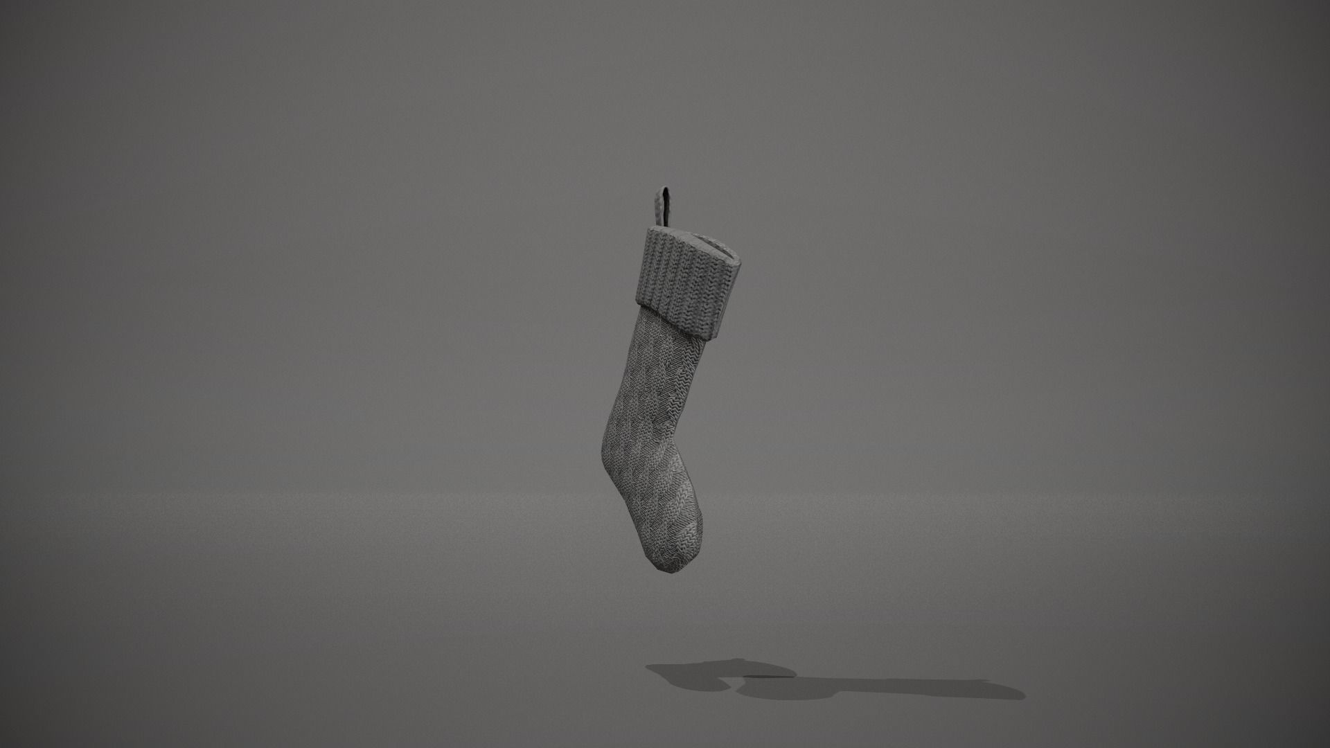 Grey Cable Knit Christmas Stocking Low-poly 3D model_9