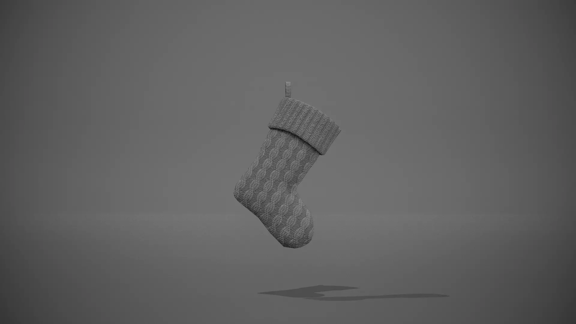 Grey Cable Knit Christmas Stocking Low-poly 3D model_0