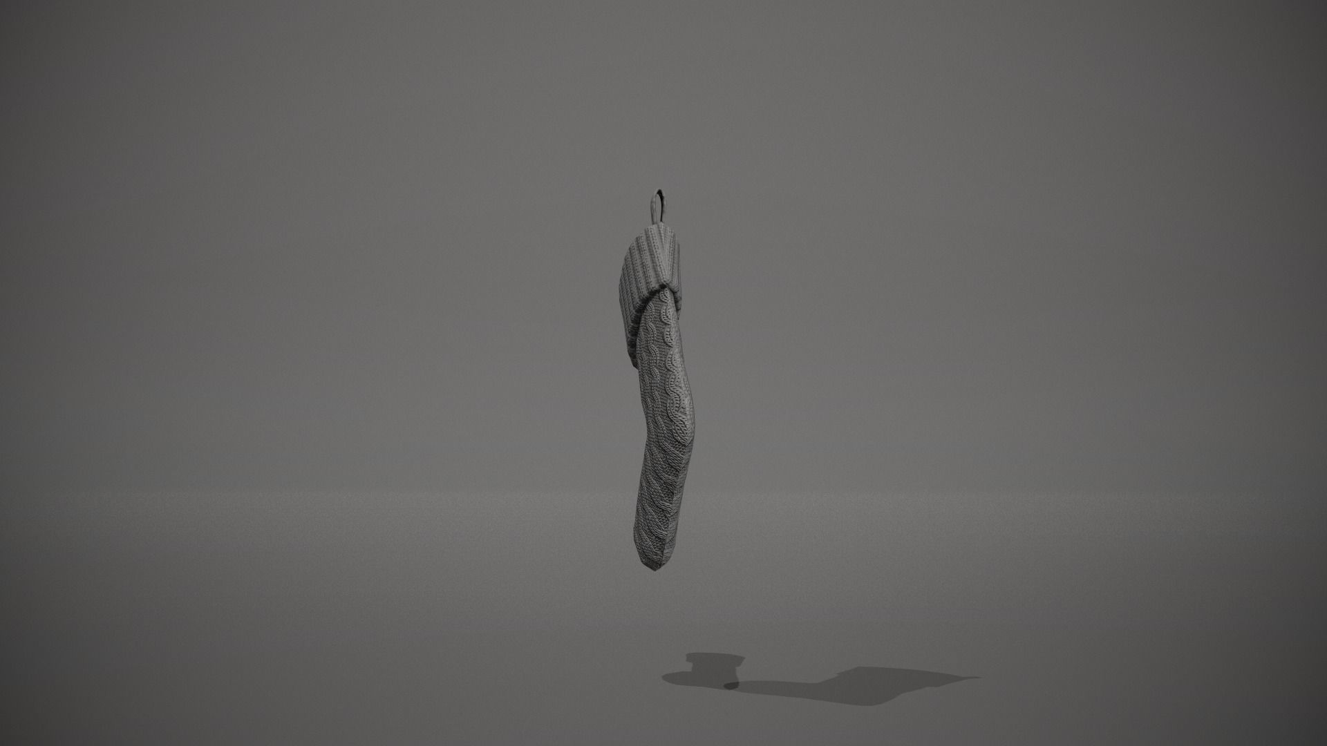 Grey Cable Knit Christmas Stocking Low-poly 3D model_3